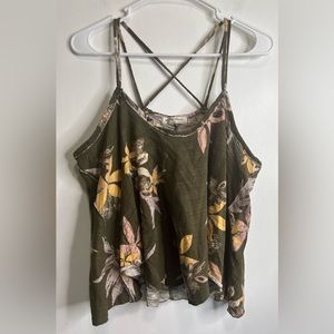Free People FP We The Free Hey Girl Floral Tank In Army Combo NWOT Oversized Fit